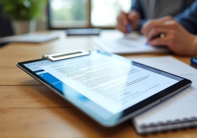 Close-up of a digital logistics agreement on a tablet screen